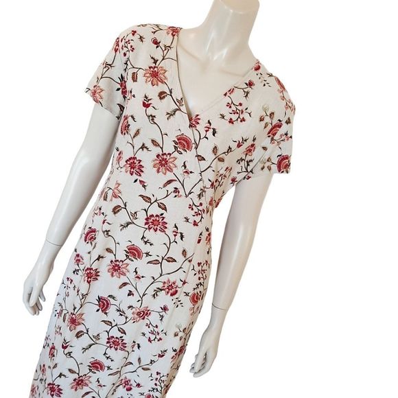Vintage 90s Day Dress size 4 Emma James Floral Linen Rayon Blend Midi Length - Picture 2 of 9